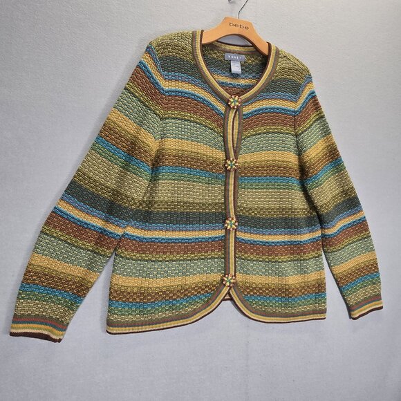 Vintage Koret Womens Cardigan Sweater Jacket Large Cottagecore Long Sleeve Multi - Picture 2 of 13